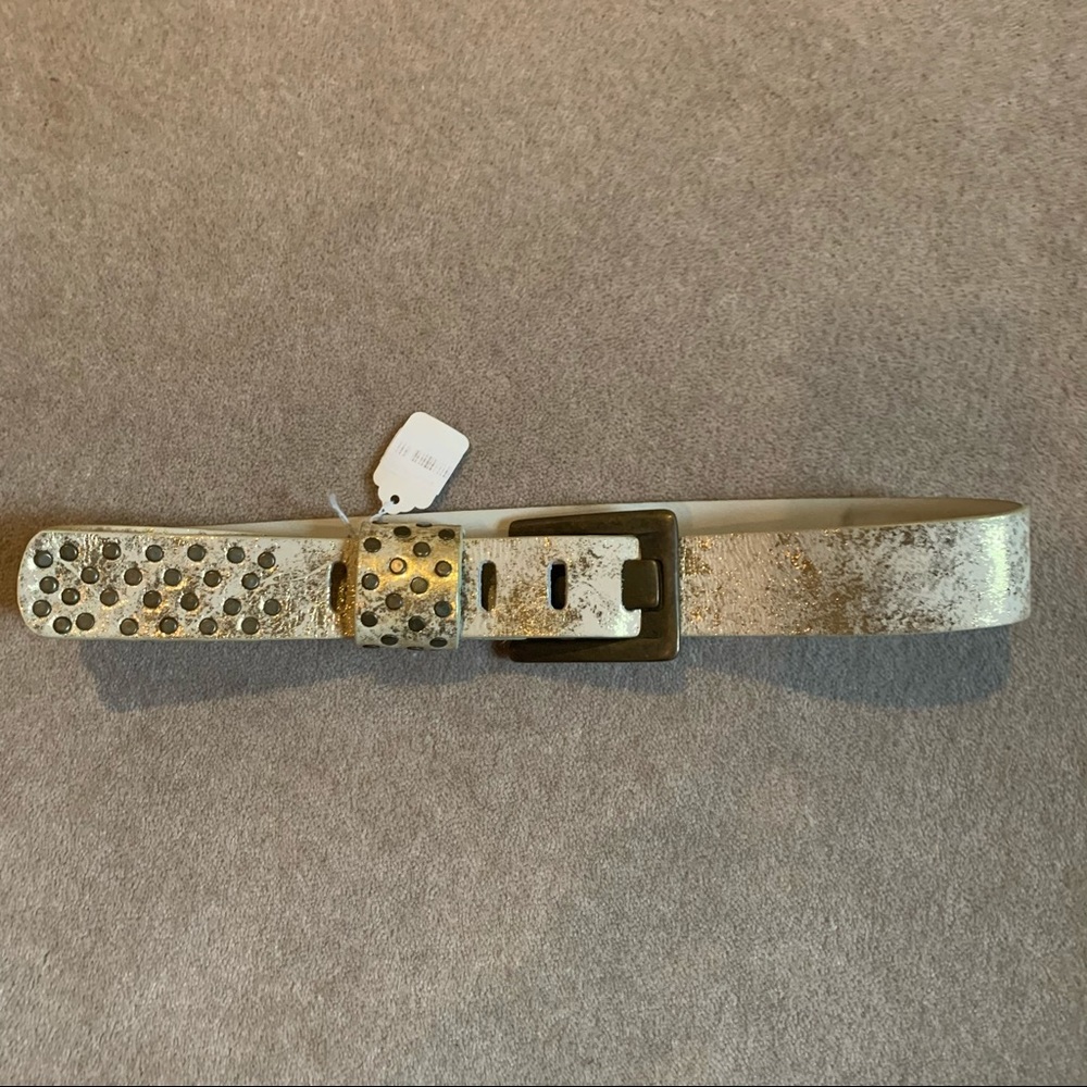 Gold belt with brass buckle, medium 38 inches long
